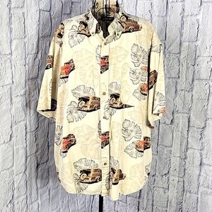 PURITAN Retro‎ Car and Floral Casual Shirt XL